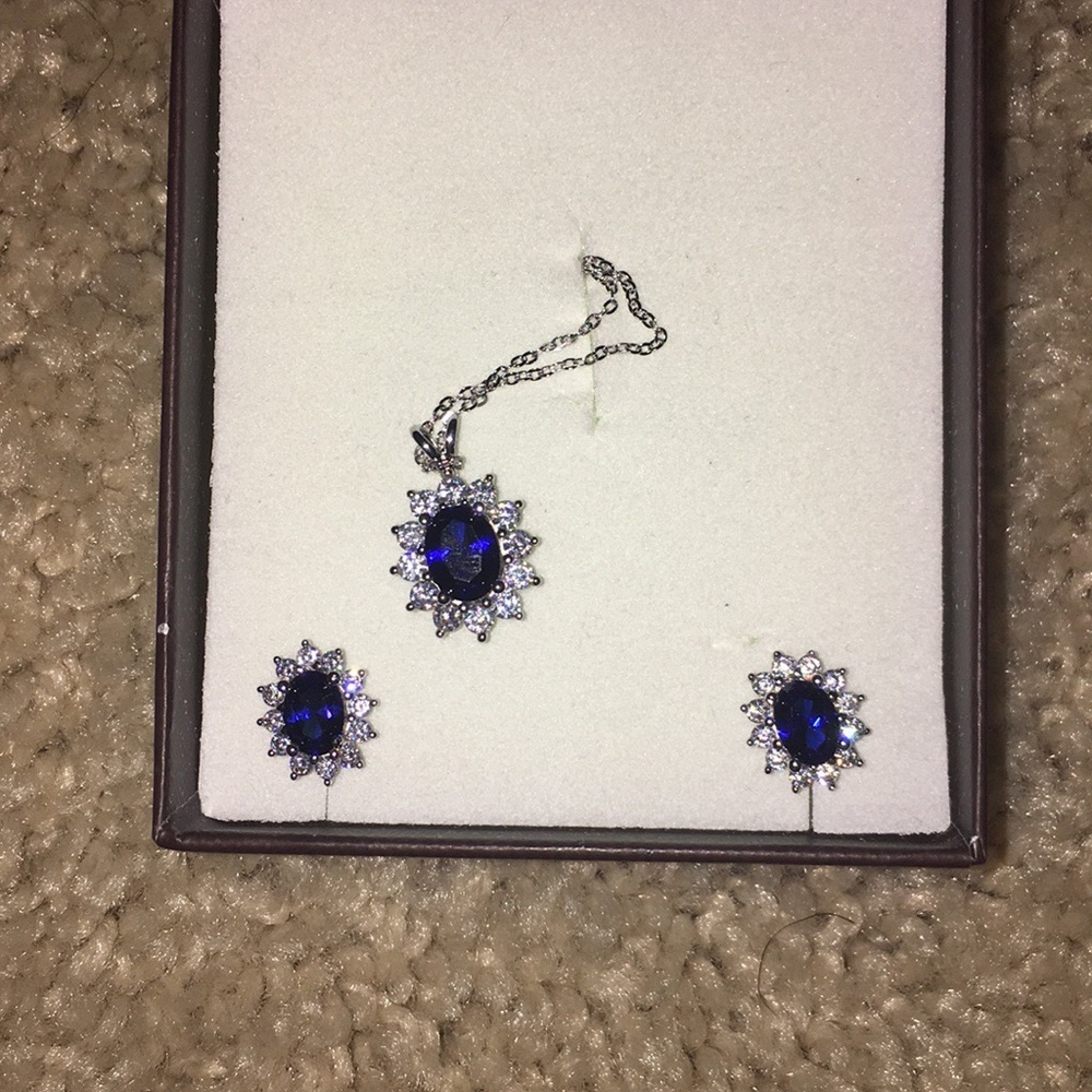 Blue Stone Earring And Necklace Set